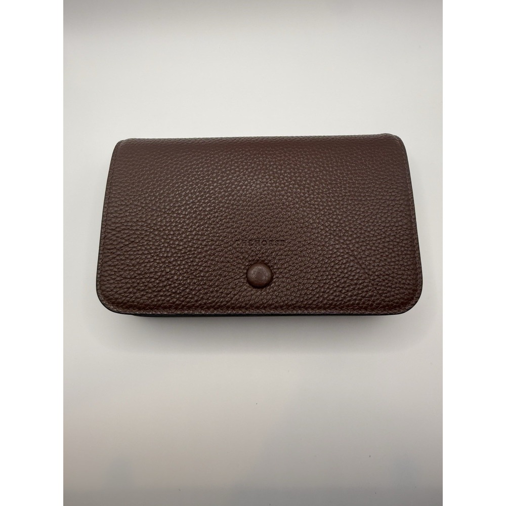The Horse Noa Clutch Coffee Brown Pebbled Italian Leather Purse Bag New in Box